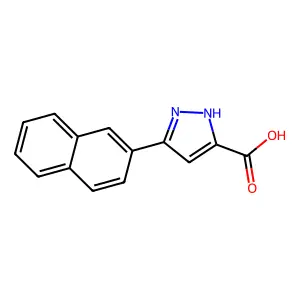 5-(naphthalen-2-yl)-1H-pyrazole-3-carboxylic acid structure