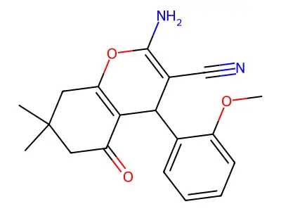 2-amino-4-(2-methoxyphenyl)-7,7-dimethyl-5-oxo-5,6,7,8-tetrahydro-4H-chromene-3-carbonitrile structure