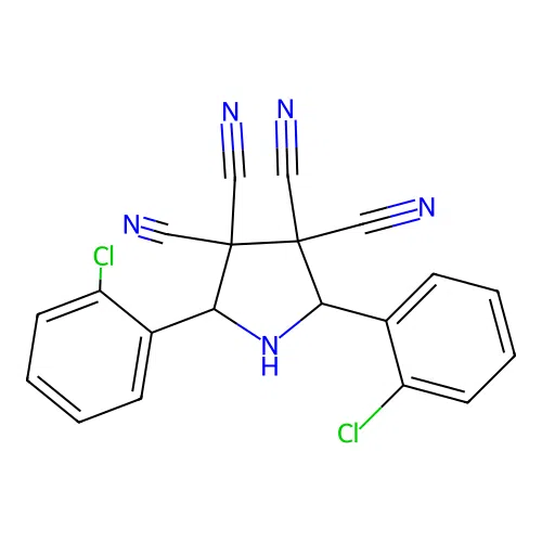 2,5-Bis(2-chlorophenyl)pyrrolidine-3,3,4,4-tetracarbonitrile structure