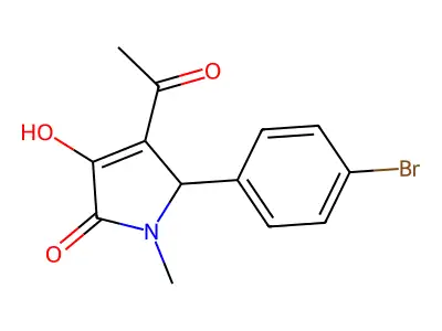 3-acetyl-2-(4-bromophenyl)-4-hydroxy-1-methyl-2H-pyrrol-5-one structure