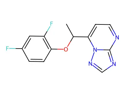 7-[1-(2,4-Difluorophenoxy)ethyl]-[1,2,4]triazolo[1,5-a]pyrimidine structure