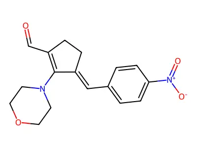 (3E)-2-(MORPHOLIN-4-YL)-3-[(4-NITROPHENYL)METHYLIDENE]CYCLOPENT-1-ENE-1-CARBALDEHYDE structure