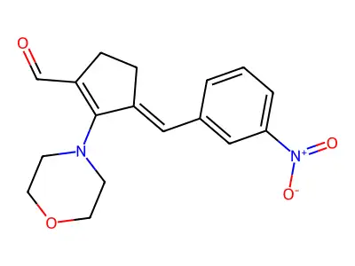 (3E)-2-(MORPHOLIN-4-YL)-3-[(3-NITROPHENYL)METHYLIDENE]CYCLOPENT-1-ENE-1-CARBALDEHYDE structure