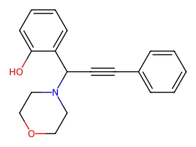 2-(1-Morpholin-4-yl-3-phenylprop-2-ynyl)phenol structure