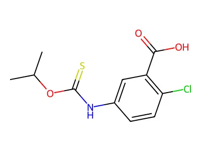 2-Chloro-5-(((1-methylethoxy)thioxomethyl)amino)benzoic acid structure