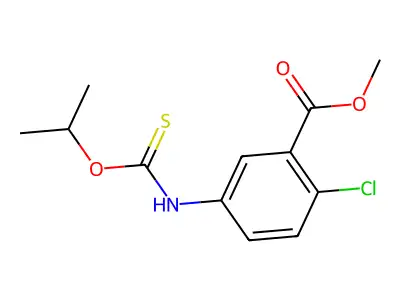Benzoic acid, 2-chloro-5-(((1-methylethoxy)thioxomethyl)amino)-, methyl ester structure