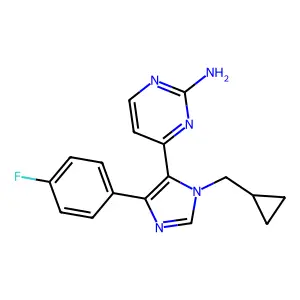 4-(1-(cyclopropylmethyl)-4-(4-fluorophenyl)-1H-imidazol-5-yl)pyrimidin-2-amine structure