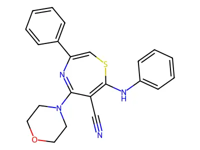 7-Anilino-5-morpholino-3-phenyl-1,4-thiazepine-6-carbonitrile structure