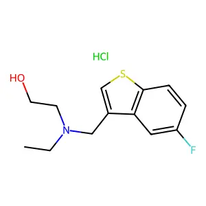 Ethanol, 2-(ethyl((5-fluorobenzo(b)thien-3-yl)methyl)amino)-, hydrochloride structure