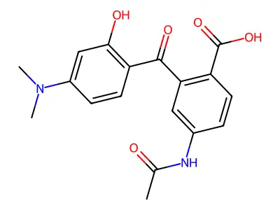 5'-Acetamido-2'-carboxy-4-dimethylamino-2-hydroxybenzophenone structure