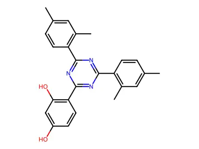 2-(2,4-Dihydroxyphenyl)-4,6-bis(2,4-dimethylphenyl)-1,3,5-triazine structure
