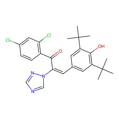 (E)-3-(3,5-di-tert-butyl-4-hydroxyphenyl)-1-(2,4-dichlorophenyl)-2-(1H-1,2,4-triazol-1-yl)prop-2-en-1-one structure