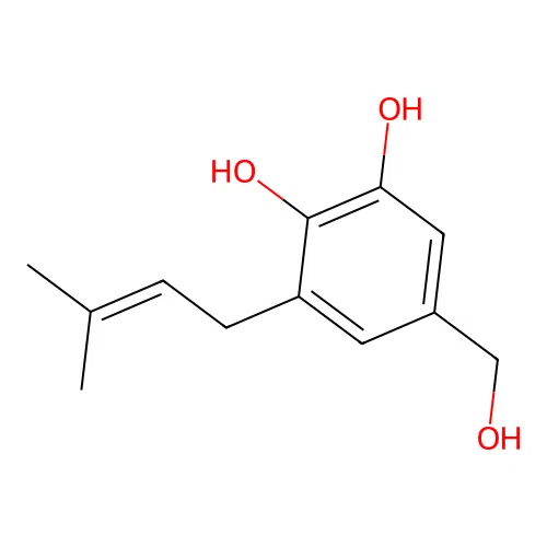 5-(Hydroxymethyl)-3-(3-methylbut-2-enyl)benzene-1,2-diol structure