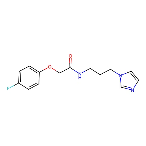 2-(4-fluorophenoxy)-N-[3-(1H-imidazol-1-yl)propyl]acetamide structure