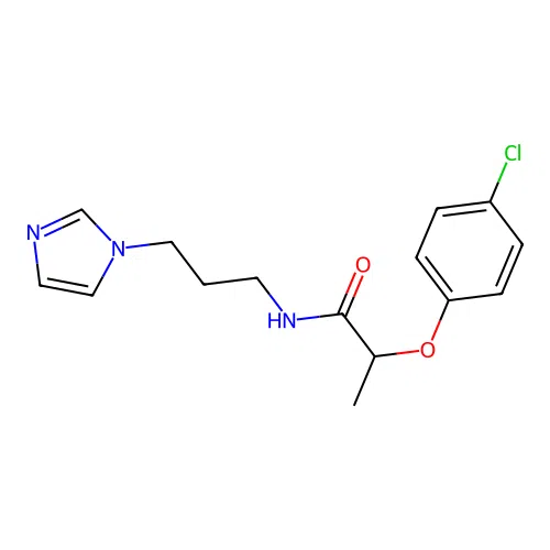 2-(4-chlorophenoxy)-N-[3-(1H-imidazol-1-yl)propyl]propanamide structure