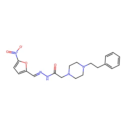 n'-[(5-nitro-2-furyl)methylene]-2-[4-(2-phenylethyl)piperazin-1-yl]acetohydrazide structure