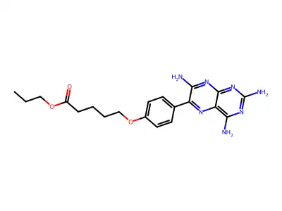 Pentanoic acid, 5-(4-(2,4,7-triaminopteridin-6-yl)phenoxy)-, propyl ester structure