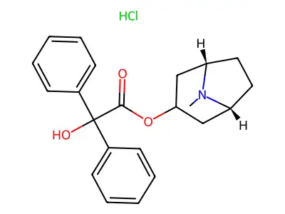 Benzilic acid, 3-tropanyl ester, hydrochloride structure
