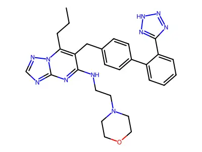 (1,2,4)Triazolo(1,5-a)pyrimidin-5-amine, N-(2-(4-morpholinyl)ethyl)-7-propyl-6-((2'-(1H-tetrazol-5-yl)(1,1'-biphenyl)-4-yl)methyl)- structure