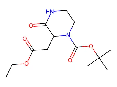 Tert-butyl 2-(2-ethoxy-2-oxoethyl)-3-oxopiperazine-1-carboxylate structure