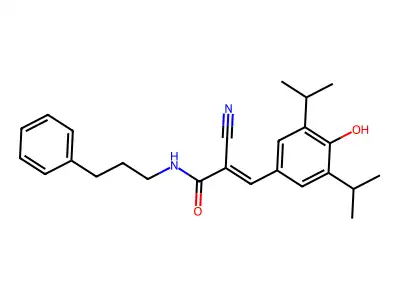 2-cyano-3-[4-hydroxy-3,5-di(propan-2-yl)phenyl]-N-(3-phenylpropyl)-2-propenamide structure