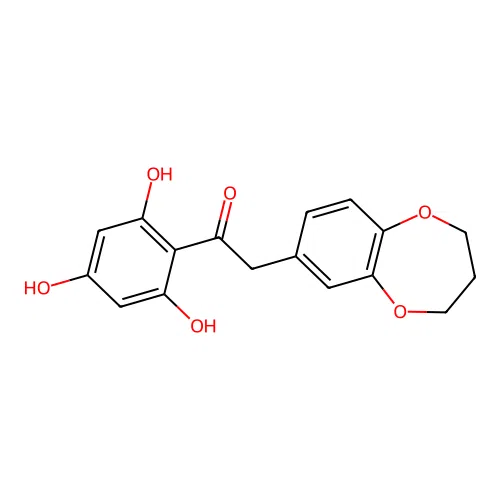 2-(3,4-dihydro-2H-1,5-benzodioxepin-7-yl)-1-(2,4,6-trihydroxyphenyl)ethanone structure