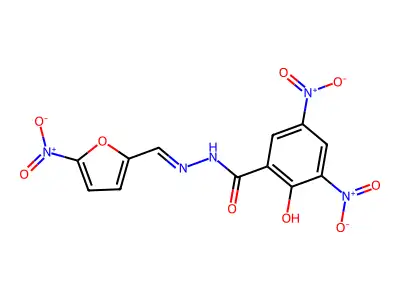 2-hydroxy-3,5-dinitro-N'-((5-nitrofuran-2-yl)methylene)benzohydrazide structure