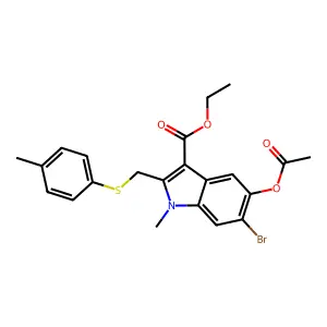 ethyl 5-acetoxy-6-bromo-1-methyl-2-(p-tolylthiomethyl)-1H-indole-3-carboxylate structure