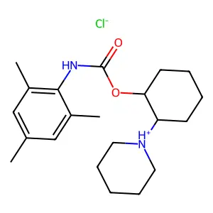 Carbanilic acid, 2,4,6-trimethyl-, 2-piperidinocyclohexyl ester, hydrochloride structure