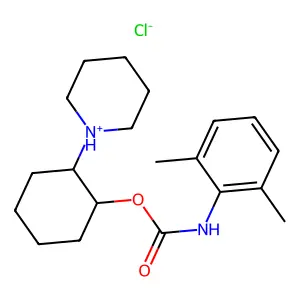 Carbanilic acid, 2,6-dimethyl-, 2-piperidinocyclohexyl ester, hydrochloride structure