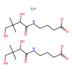 Butyric acid, 4-(2,4-dihydroxy-3,3-dimethylbutyramido)-, calcium salt, structure