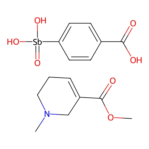 methyl 1-methyl-3,6-dihydro-2H-pyridine-5-carboxylate;4-stibonobenzoic acid structure