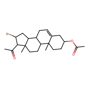 16-alpha-Bromo-20-oxopregn-5-en-3-beta-yl acetate structure
