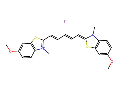 6-Methoxy-2-[5-(6-methoxy-3-methyl-1,3-benzothiazol-2(3H)-ylidene)penta-1,3-dien-1-yl]-3-methyl-1,3-benzothiazol-3-ium iodide structure