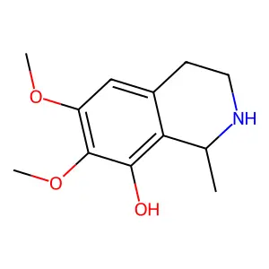 (1S)-6,7-dimethoxy-1-methyl-1,2,3,4-tetrahydroisoquinolin-8-ol structure