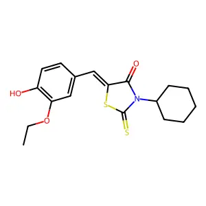 3-Cyclohexyl-5-(3-ethoxy-4-hydroxybenzylidene)-2-thioxo-1,3-thiazolidin-4-one structure