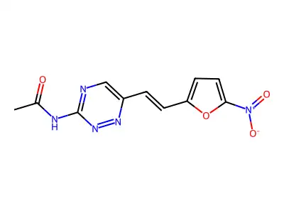 N-[6-[2-(5-nitrofuran-2-yl)ethenyl]-1,2,4-triazin-3-yl]acetamide structure