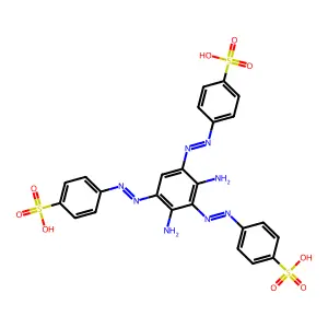 4,4',4''-((2,4-Diaminobenzene-1,3,5-triyl)tris(azo))tris(benzenesulphonic) acid structure