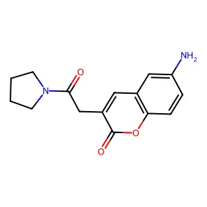 Coumarin, 6-amino-3-((1-pyrrolidinylcarbonyl)methyl)- structure
