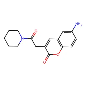 Coumarin, 6-amino-3-((piperidinocarbonyl)methyl)- structure