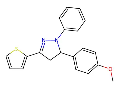 1H-Pyrazole, 4,5-dihydro-5-(4-methoxyphenyl)-1-phenyl-3-(thienyl)- structure