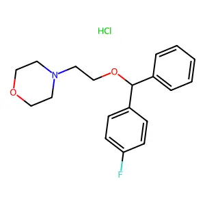 Morpholine, 4-(2-((p-fluoro-alpha-phenylbenzyl)oxy)ethyl)-, hydrochloride structure