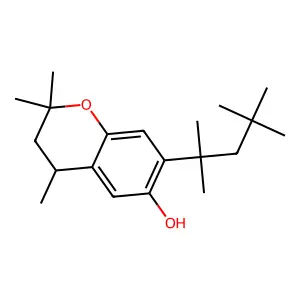 2H-1-Benzopyran-6-ol, 3,4-dihydro-2,2,4-trimethyl-7-(1,1,3,3-tetramethylbutyl)- structure