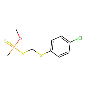 Phosphonodithioic acid, methyl-, S-(((p-chlorophenyl)thio)methyl) O-methyl ester structure