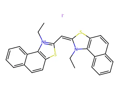 1-Ethyl-2-[(1-ethylnaphtho[1,2-d][1,3]thiazol-2(1H)-ylidene)methyl]naphtho[1,2-d][1,3]thiazol-1-ium iodide structure