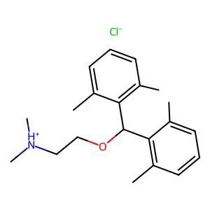 Ethylamine, N,N-dimethyl-2-(di-2,6-xylylmethoxy)-, hydrochloride structure
