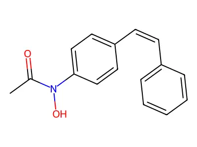 N-hydroxy-N-[4-(2-phenylethenyl)phenyl]acetamide structure