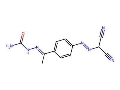 [1-[4-(Dicyanomethyldiazenyl)phenyl]ethylideneamino]urea structure