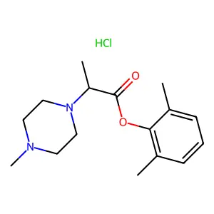 2,6-Dimethylphenyl 2-(4-methylpiperazin-1-yl)propanoate--hydrogen chloride (1/1) structure