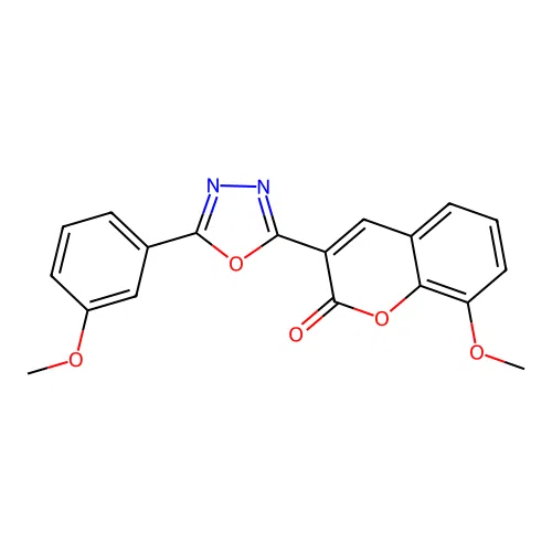 8-methoxy-3-[5-(3-methoxyphenyl)-1,3,4-oxadiazol-2-yl]-2H-chromen-2-one structure
